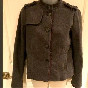 Gap Women’s Sz 6 Gray Button Down Wool Moto Coat